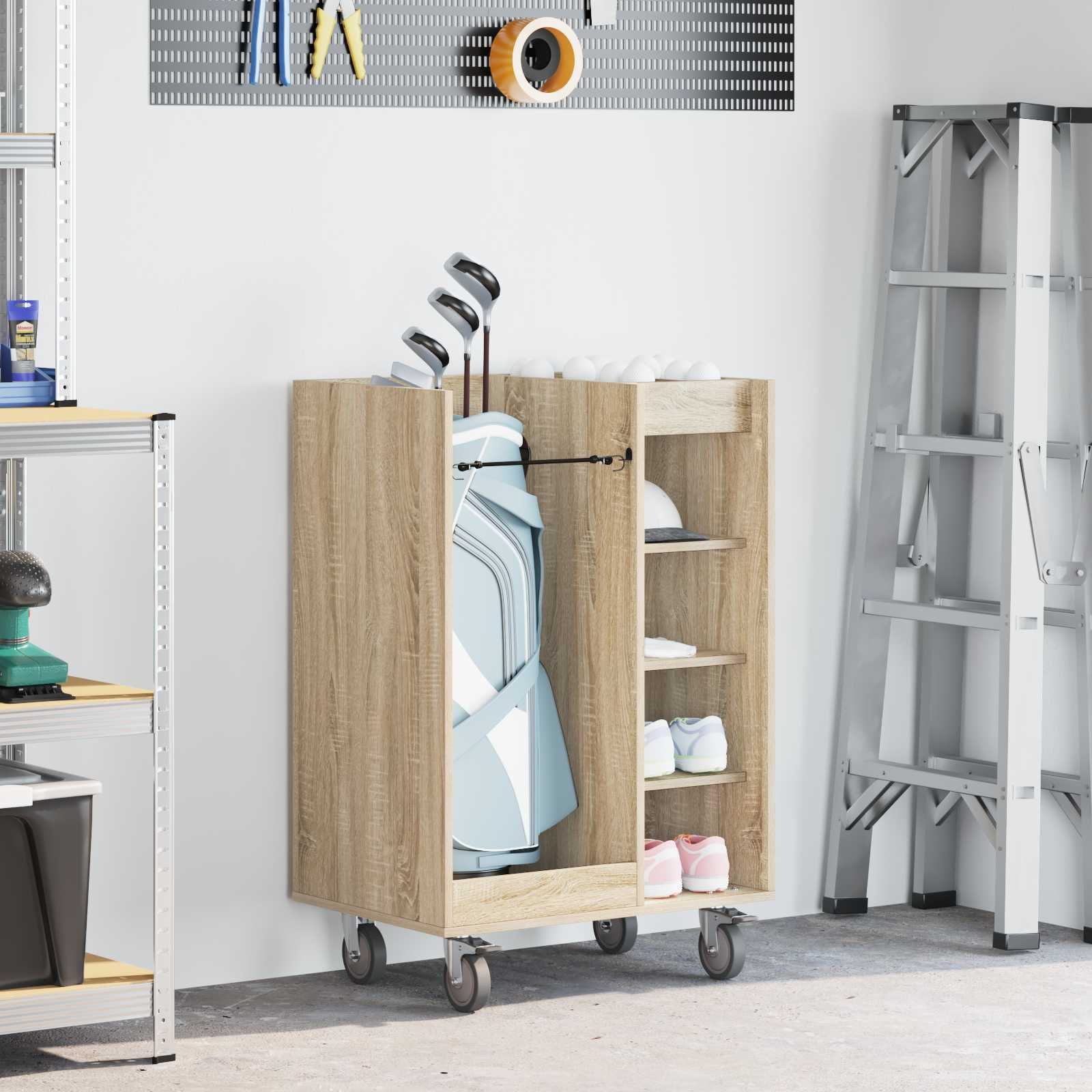 vidaXL Szafka golfowa z kołem Gładki dąb sonoma 65 x 45 x 98 cm