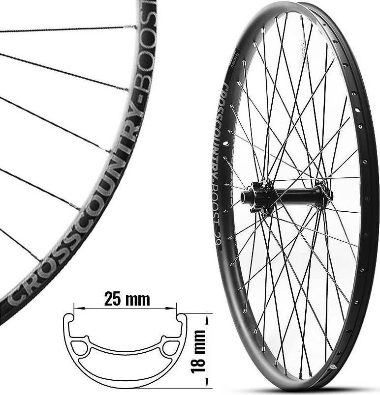 Nexelo Koło MTB Tył NEXELO SUPREME CROSSCOUNTRY-BOST 29 cali, 36H, Sztywna Oś 12mm Boost