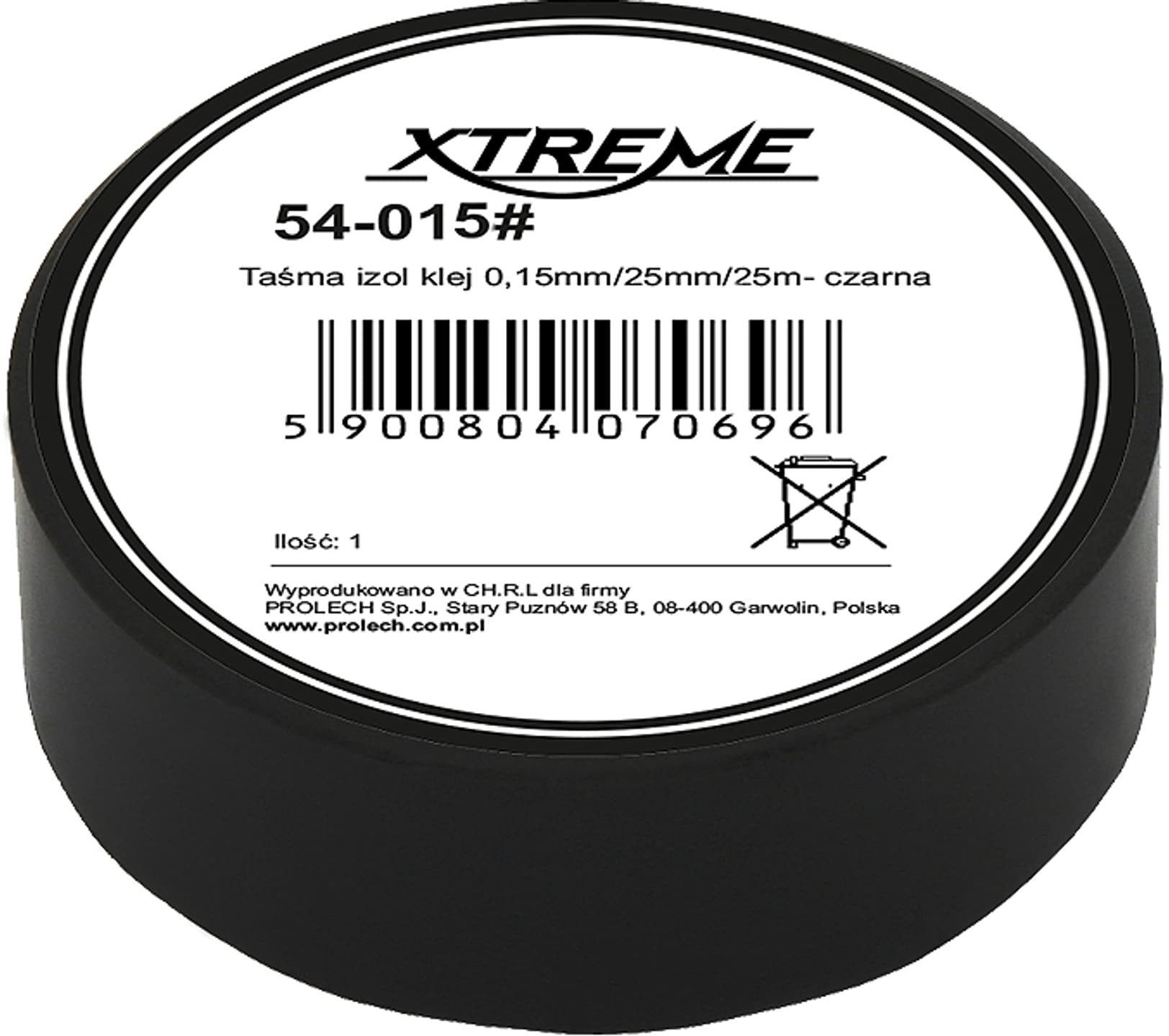 54-015# Taśma izol klej 0,15mm/25mm/25m- czarna