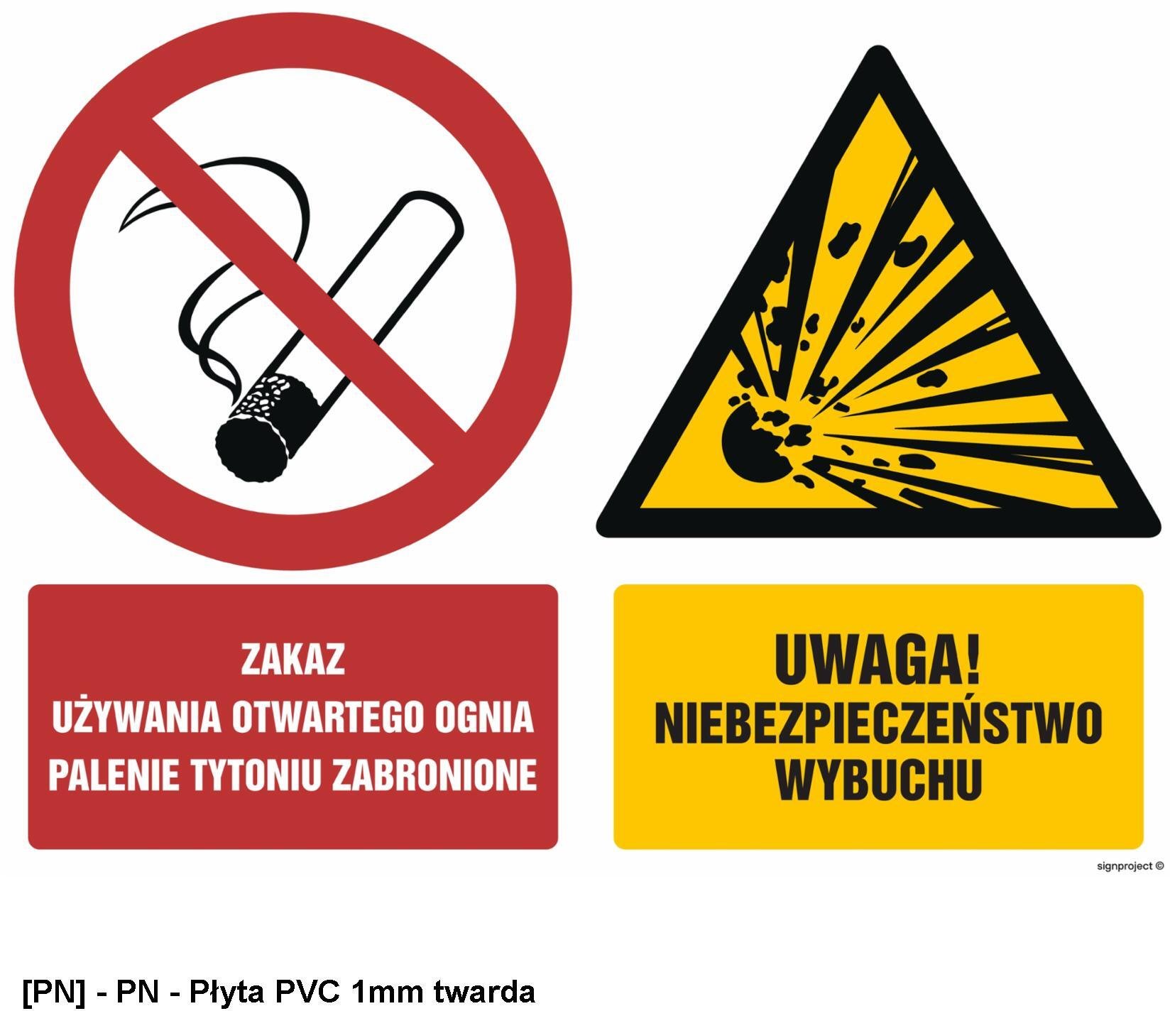 TD Systems GM005 - Zakaz używania otwartego ognia Palenie tytoniu zabronione Uwaga: Niebezpieczeństwo wybuchu 800x600