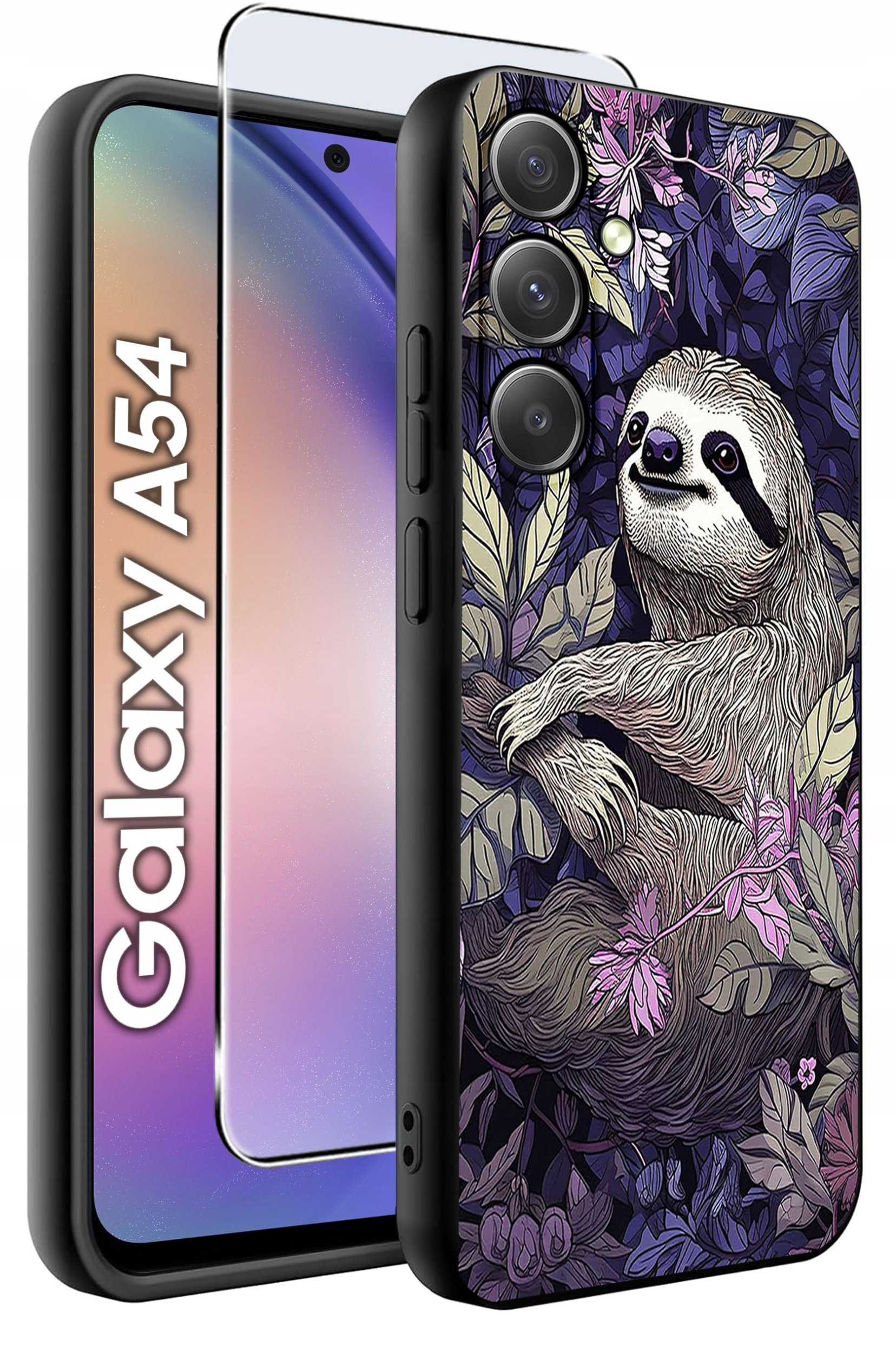 ETUI do Samsung A54 5G WZORY | SILIKONOWE MATT CASE + SZKŁO 9H