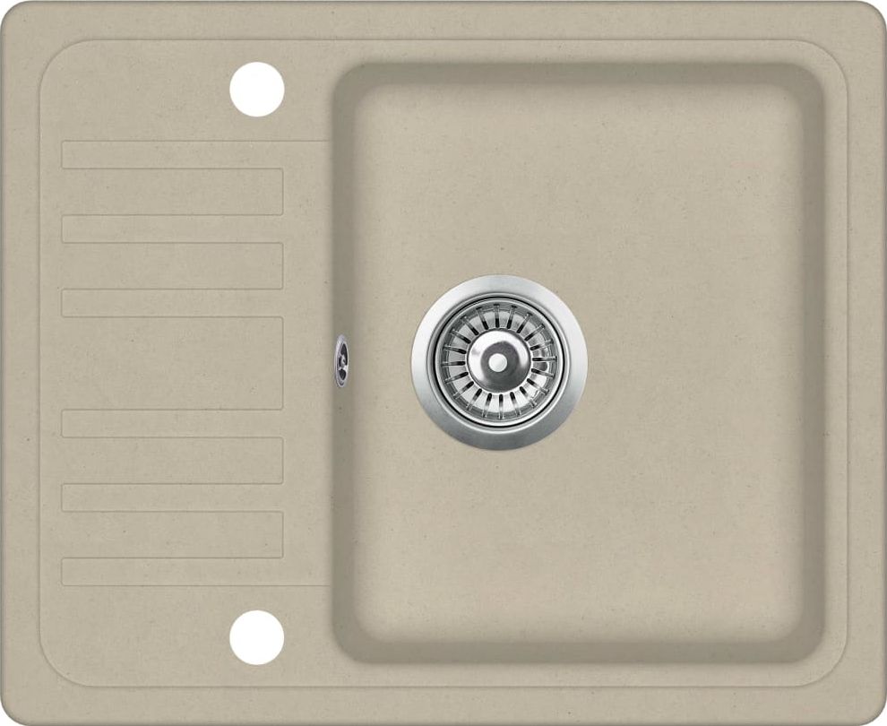 Zlewozmywak vidaXL Granitowy jednokomorowy, beżowy