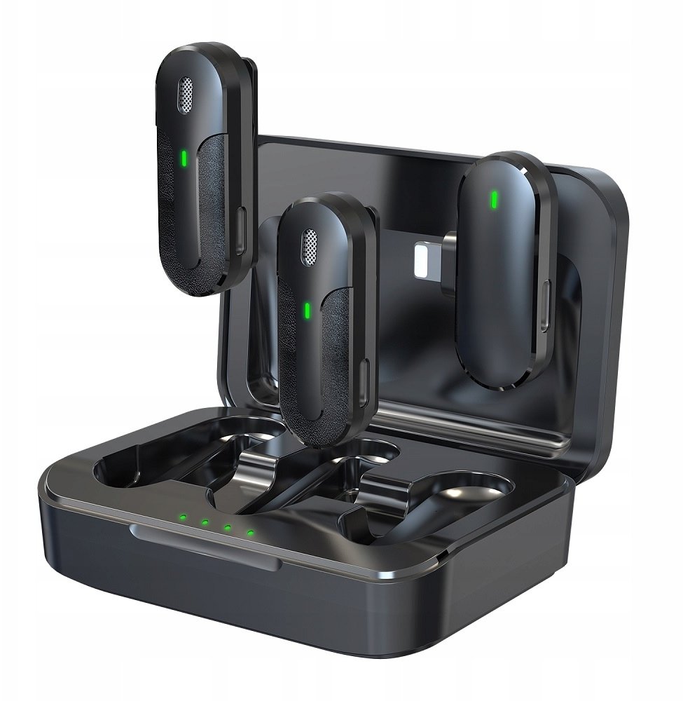 Devia mikrofon do telefonu Kintone Lightning bezprzewodowy podwójny krawatowy czarny