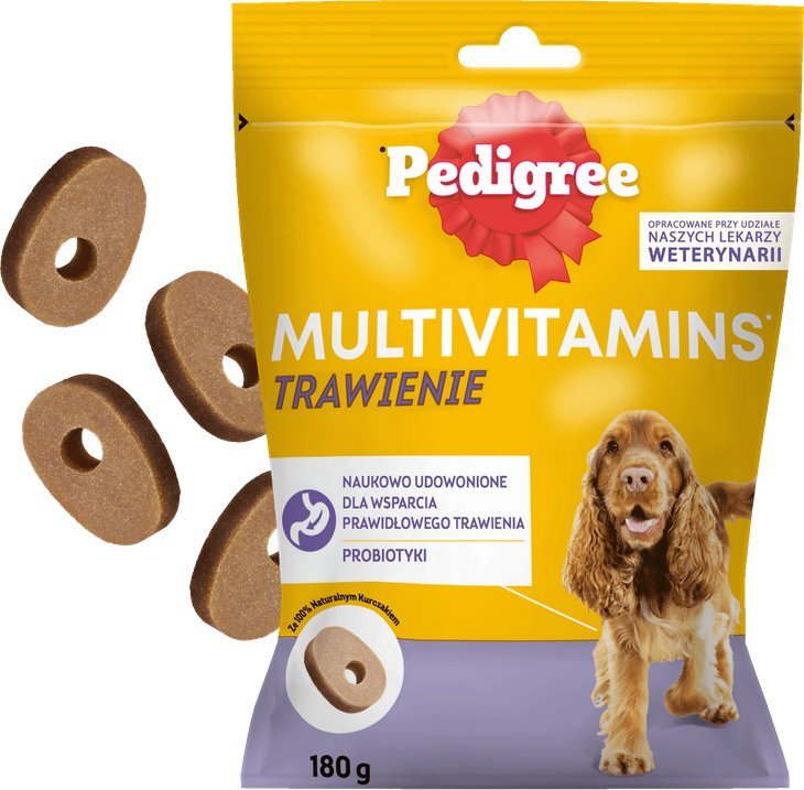 Triton PEDIGREE Multivitamins Trawienie - karma uzupełniająca dla dorosłych psów, o smaku kurczaka 180 g