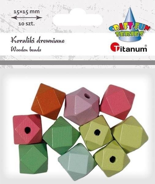 Titanum Koraliki drewniane kostki ścięte 10szt