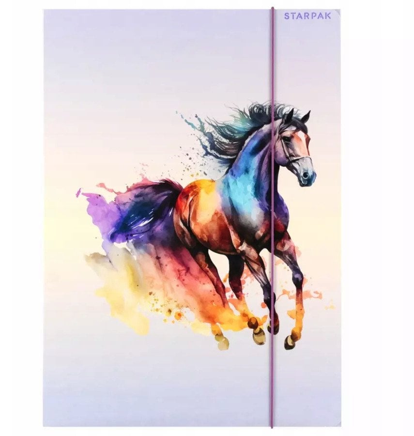 TECZKA Z GUMKA PAP A4 HORSES STK FOL10/100