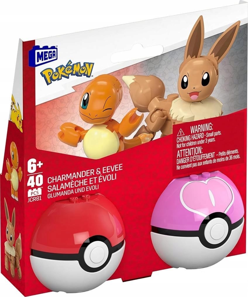 Figurka Mattel MBL POKEMON POKEBALL CHARMANDER I EEVEE JCR81 W3