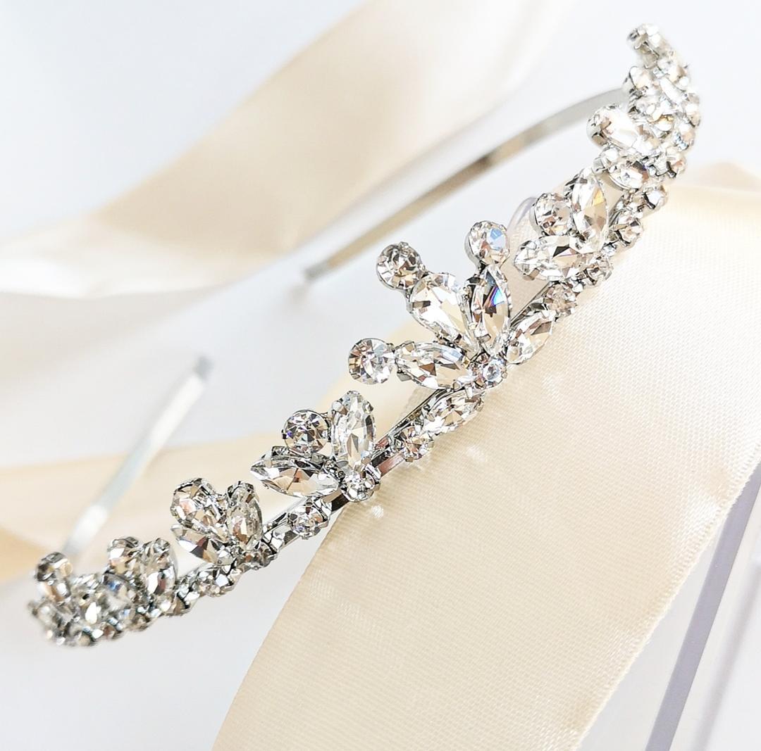 KOKONET Diadem TIARA ślubna korona delikatna błyszcząca