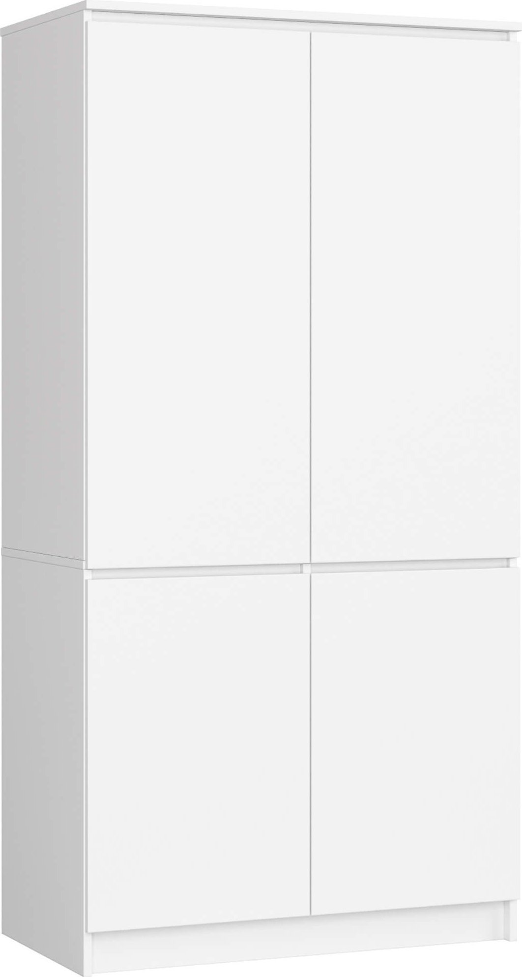 Fabryka Mebli Akord Szafa do sypialni 90 cm 4 drzwi 4 półki drążek na ubrania - biała