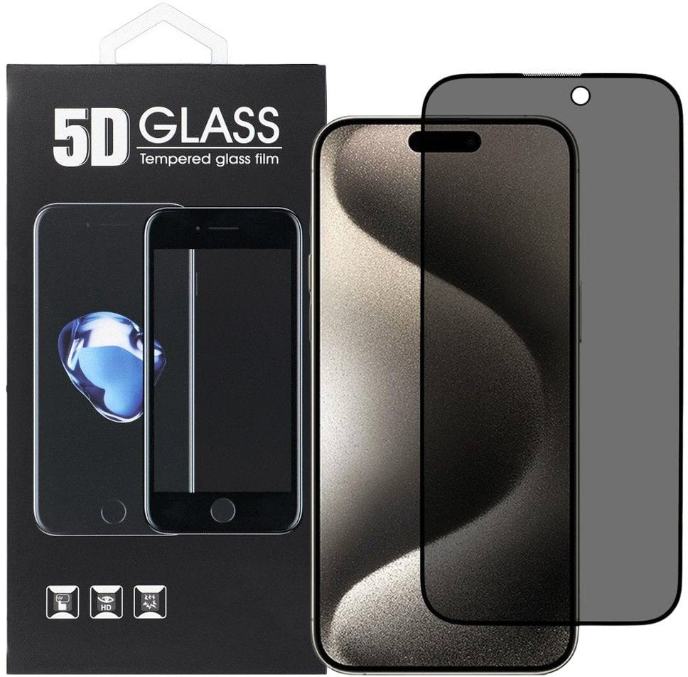 5D Full Glue Tempered Glass - do iPhone 17 (Privacy) czarny