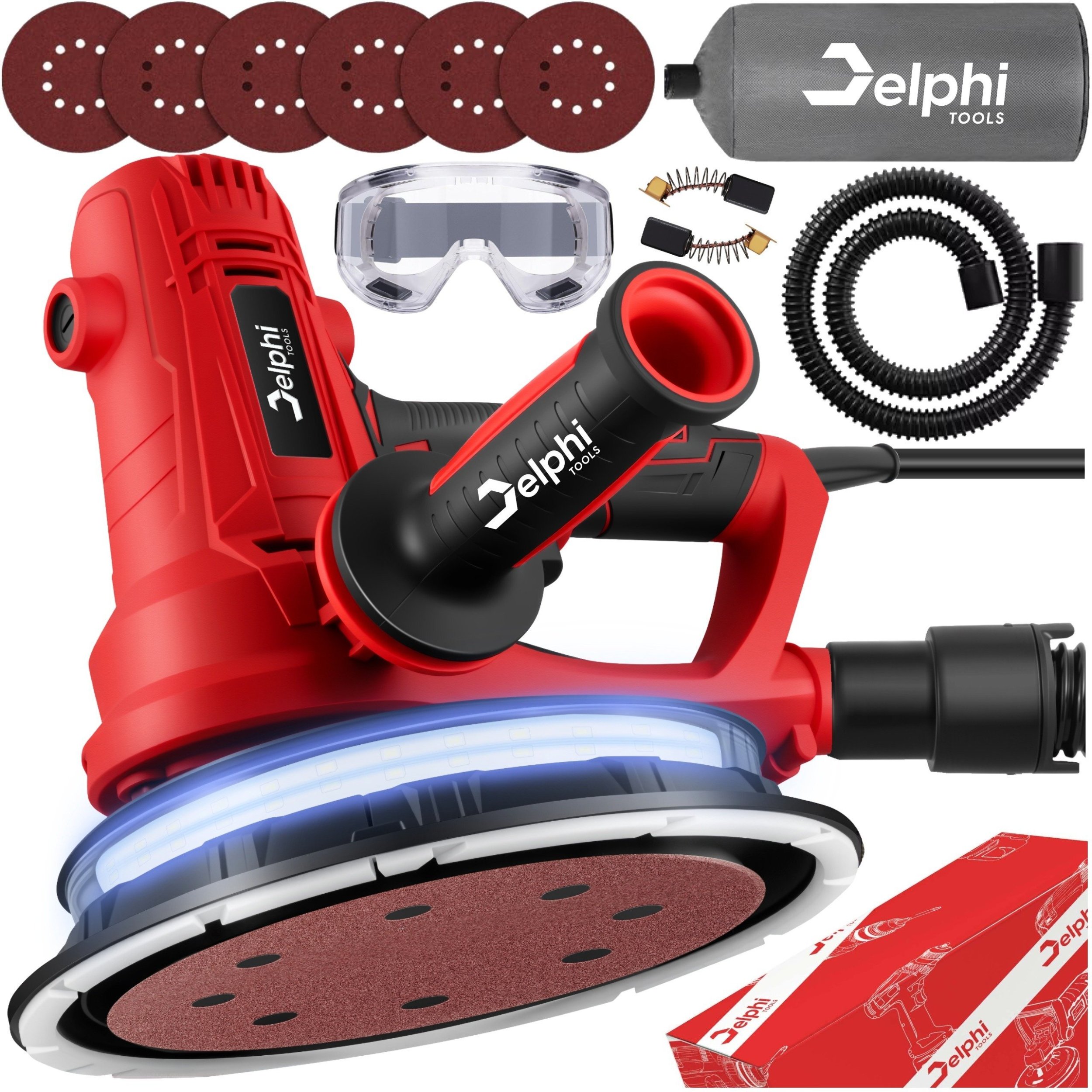 SZLIFIERKA DO GIPSU GŁADZI ŚCIAN TYNKÓW PŁYT SUFITÓW SIECIOWA LED WOREK 180