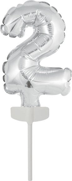 AMSCAN Balon foliowy mini cyfra 2 srebrna 8x12cm