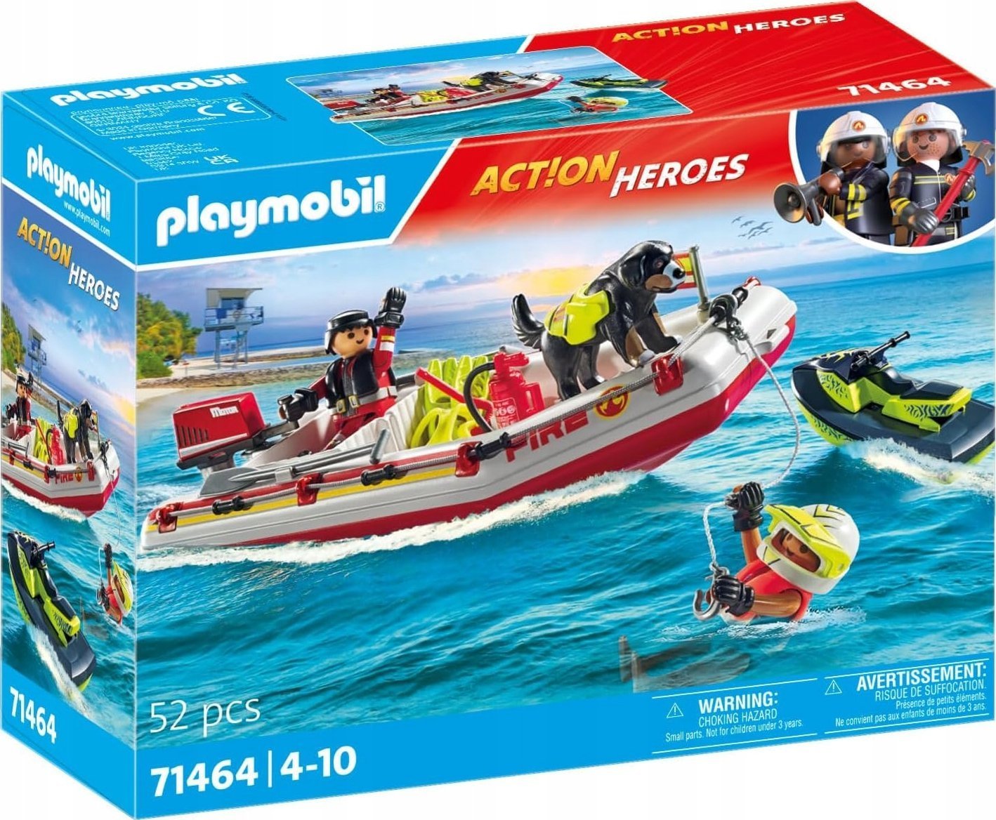 Playmobil - Action Heroes Łódź straży pożarnej ze skuterem wodnym (71464)
