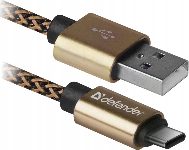Kabel USB Defender USB-A - USB-C 1 m Złoty (87812)