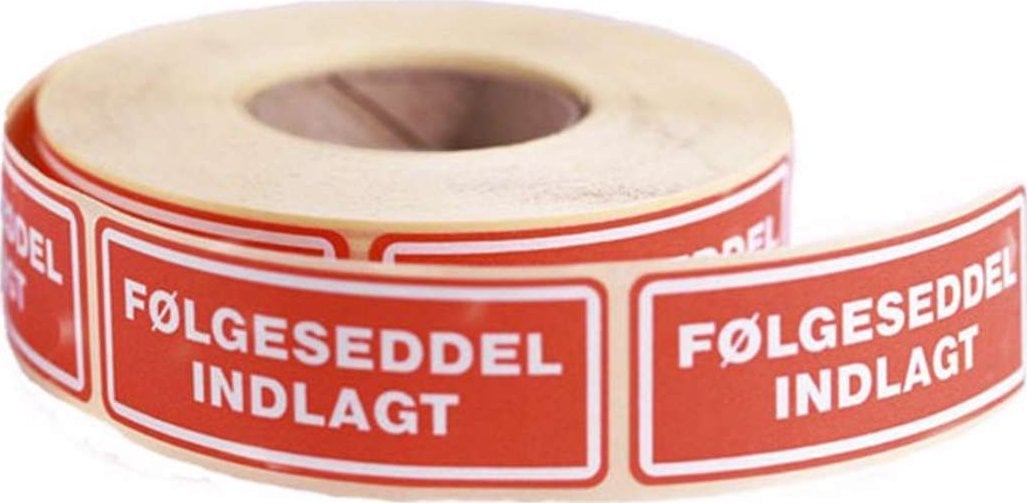 Stickn Etiketter selvkl.tryk:Følgesed indlagt 24x64,6mm 500stk/rul - (500 stk.)