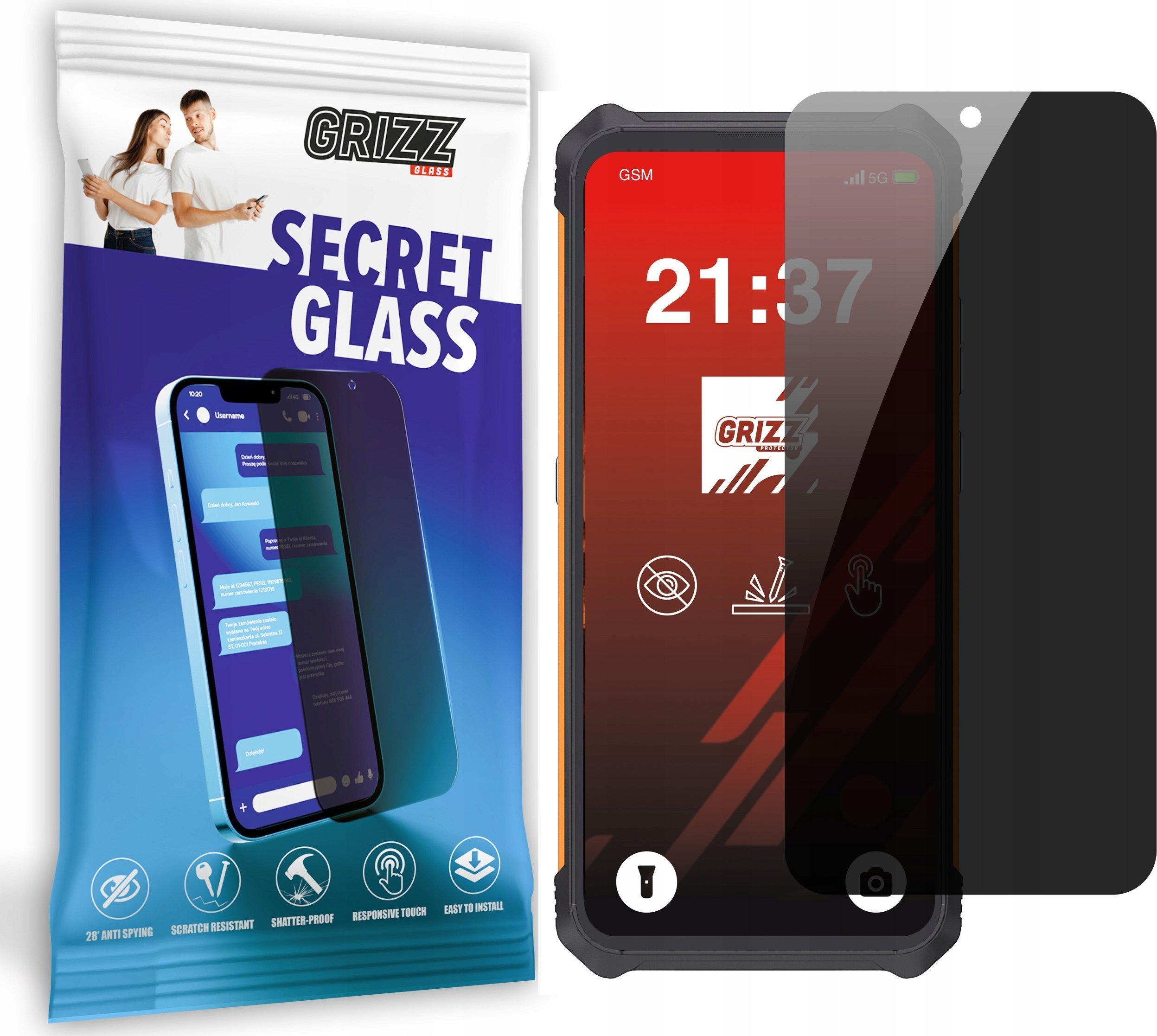 Szkło prywatyzujące GrizzGlass SecretGlass do Cubot KingKong ES