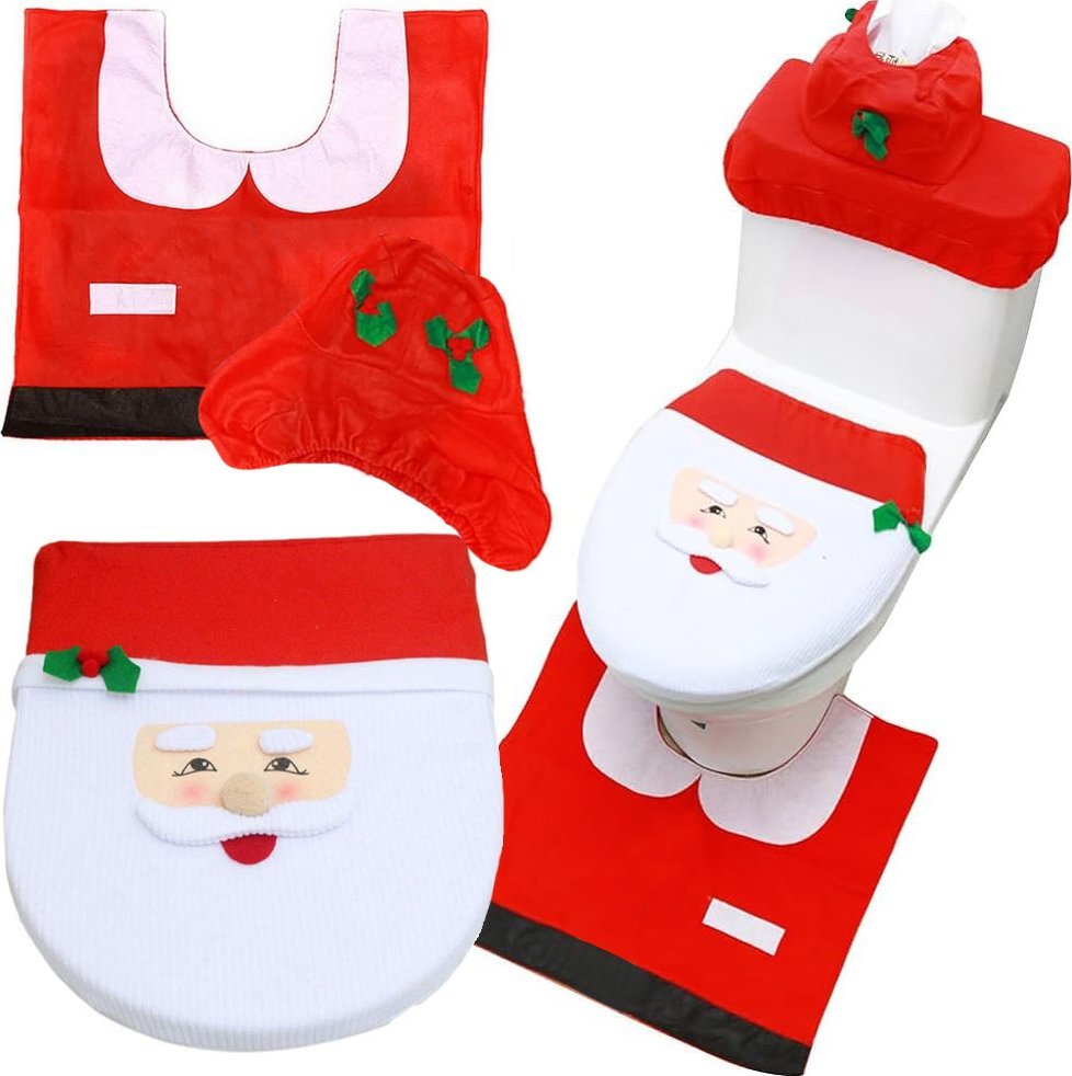 Verk Świateczny zestaw łazienkowy mikołaj dywanik pokrowiec wc na deskę Świateczny zestaw łazienkowy mikołaj dywanik pokrowiec wc na deskę