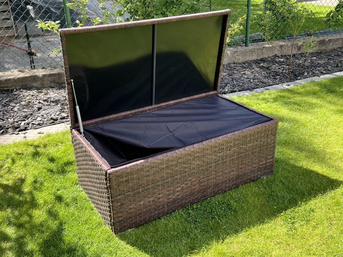 Technorattanowa skrzynia ogrodowa brąz