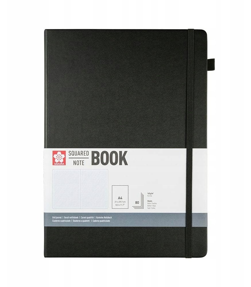 Sakura Squared Hard Cover Notebook A4 Black