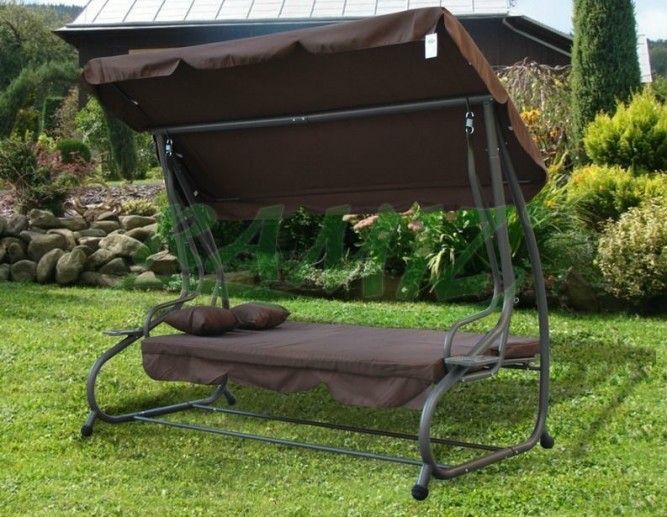 Ramiz HUŚTAWKA OGRODOWA 2w1 Leżanka 3-4 osobowa 214cm x 168 cm x 114 cm CIEMNY BRĄZ