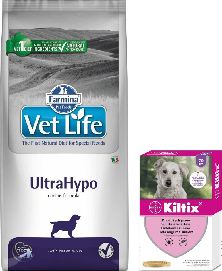 Farmina FARMINA Vet Life Dog Ultrahypo 12kg + BAYER Kiltix Obroża dla psów dużych dł, 70cm