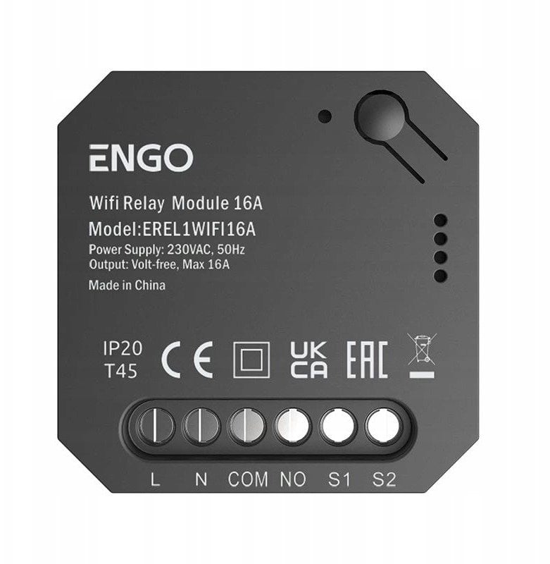 EREL-16WiFi - Smart Relay - Inteligentny przekaźnik WiFi, do systemu ENGO Smart, 1x16A, NO-COM