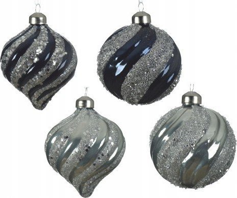 Kaemingk Bombka choinkowa odcienie srebra mix 8 cm
