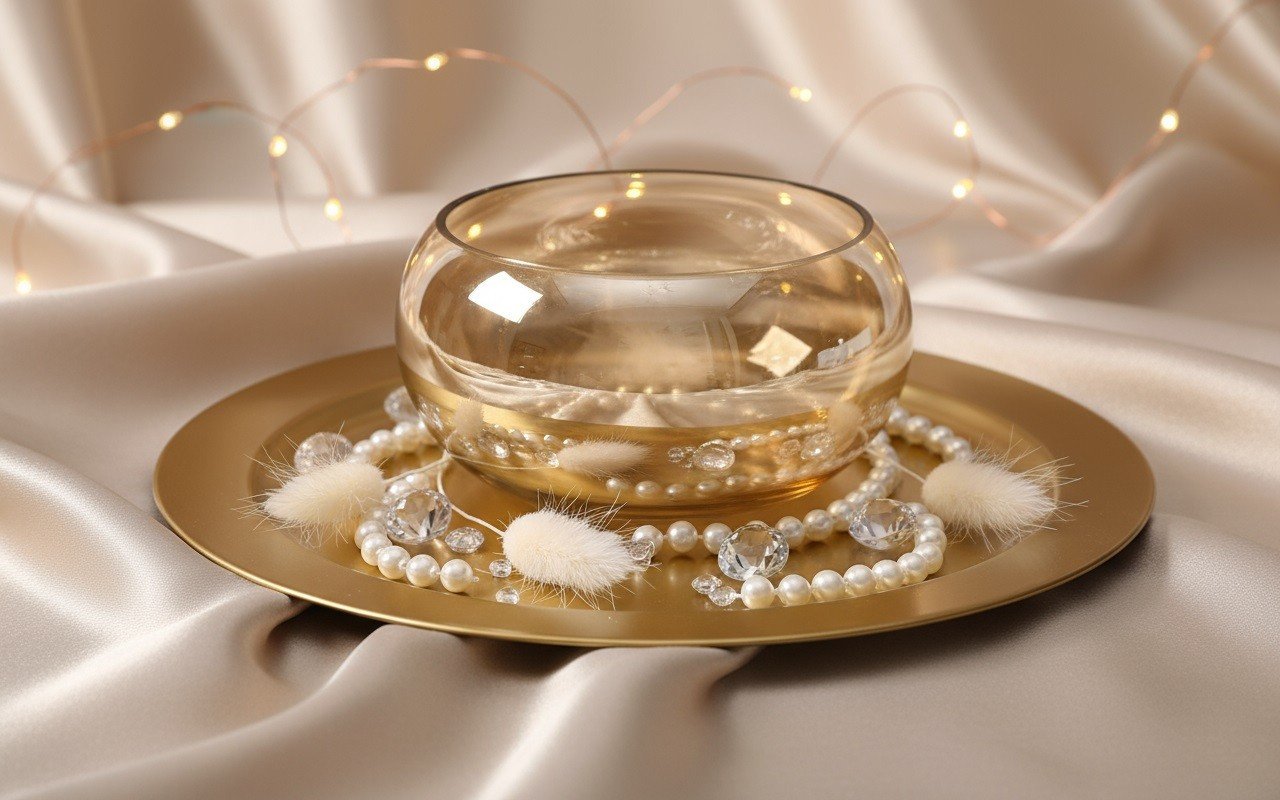 Pojemnik szklany 19x9,5 cm złoty JK0225