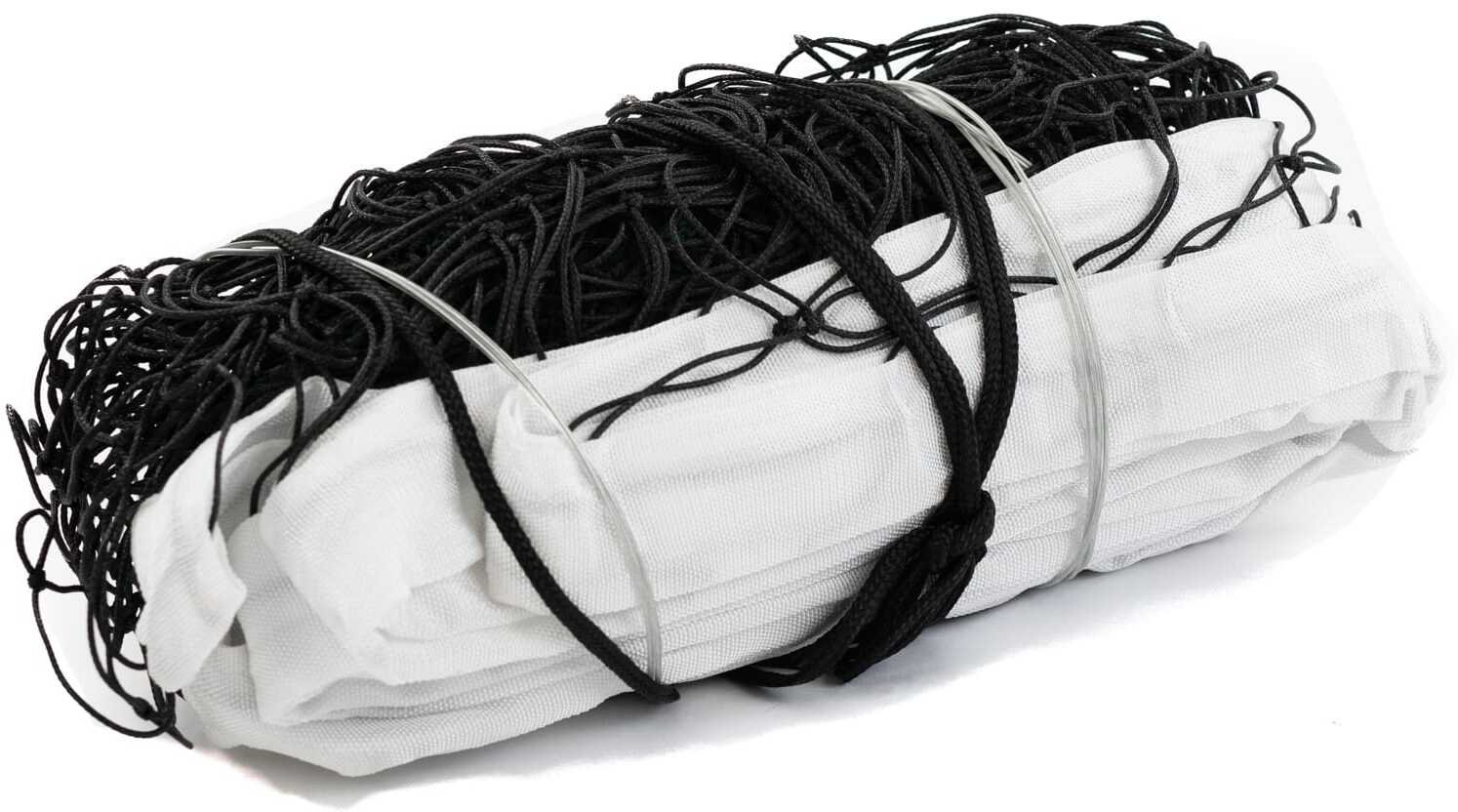 profesjonalna siatka do siatkówki obszyta taśmą pp w kolorze białym l=8500, linka kewlarowa