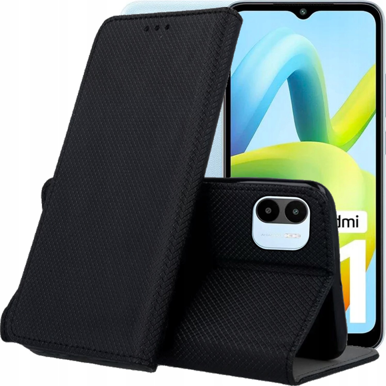 Hello Case ETUI Z KLAPKĄ DO XIAOMI REDMI A1 CZARNE ZAMYKANE MAGNETYCZNE KABURA FUTERAŁ