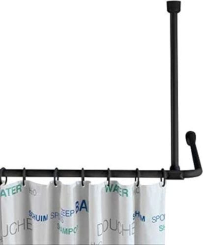 Wenko podpora sufitowa drążek prysznicowy 57 cm aluminium czarny