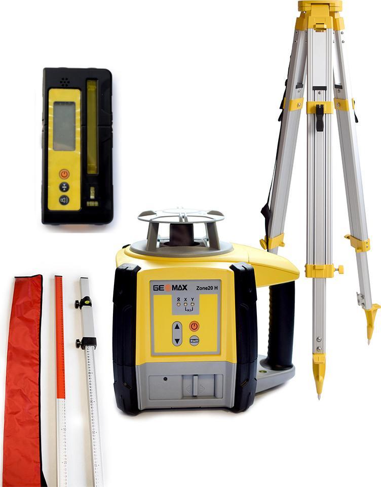 GeoMax Niwelator laserowy GeoMax Zone 20H z odbiornikiem GeoMax ZRB90 oraz łatą laserową i statywem aluminiowym