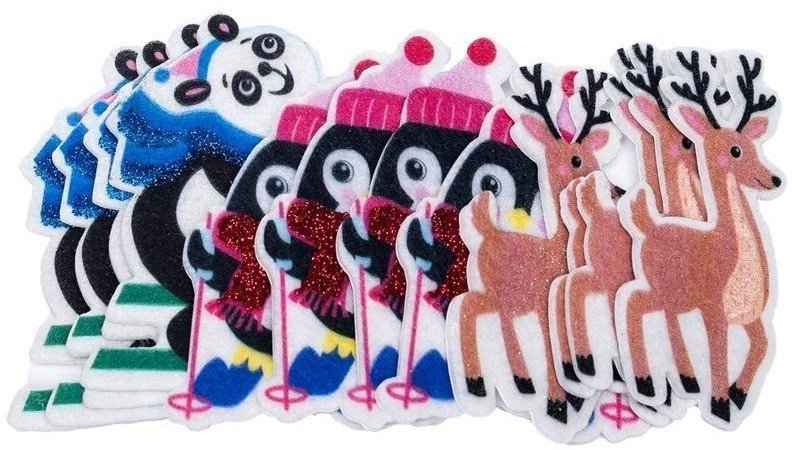 Naklejki z filcu zwierzęta świąteczne 12szt