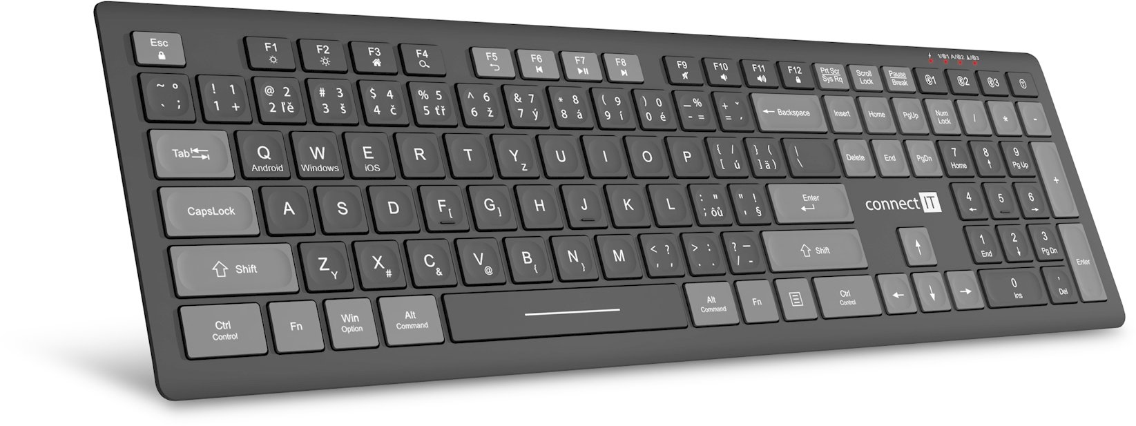 Klawiatura Connect IT CONNECT IT klawiatura biurowa MultiDevice, Bezprzewodowa, CZ + SK, szara