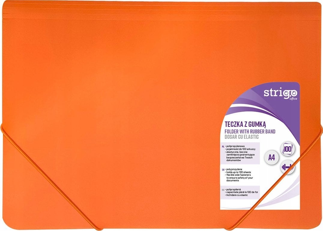 Teczka z gumką A4 PP neon pomarańczowa STRIGO