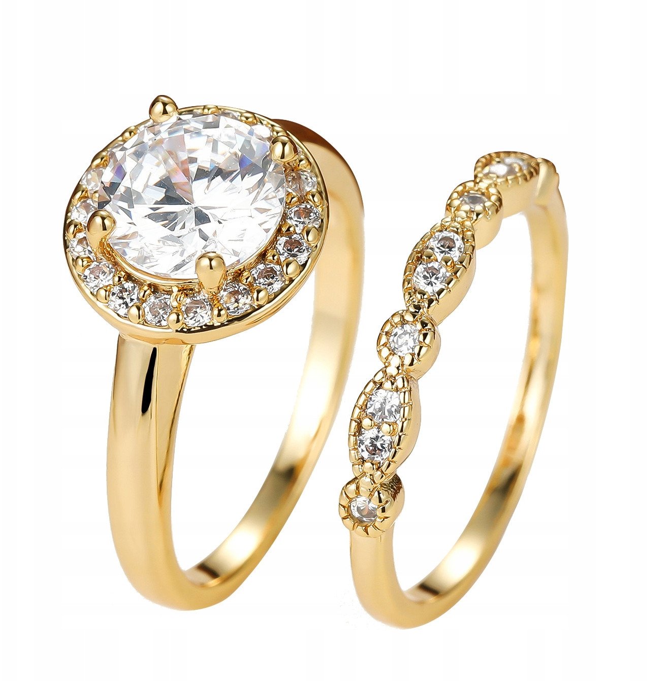 Złote OBRĄCZKI ŚLUBNE STAL Para POZŁACANE r.17/19