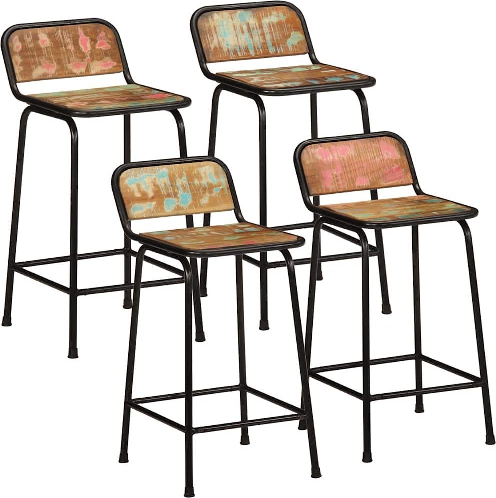 Hokery barowe 4 szt. 46x35,5x80 cm Drewno lite odzyskane