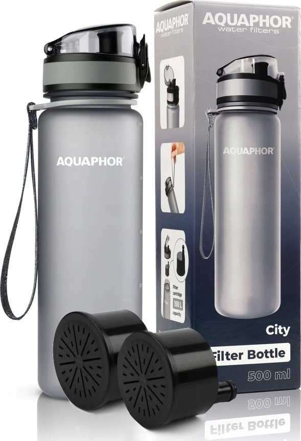 Aquaphor BIDON FILTR BUTELKA AQUAPHOR CITY SZARA + 2 WKŁADY