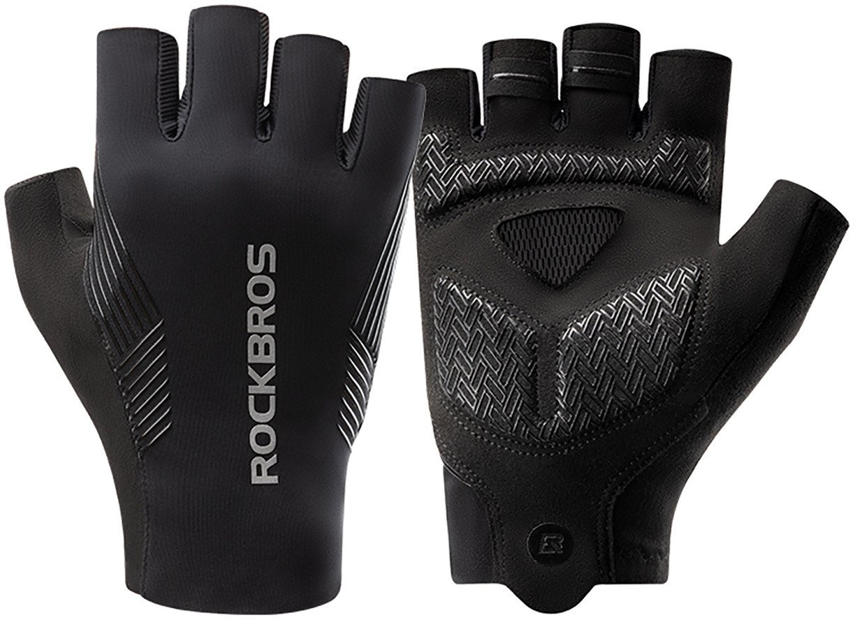 Rękawiczki rowerowe Rockbros wiosna/lato/jesień, krótkie palce, rozmiar: XL - czarne