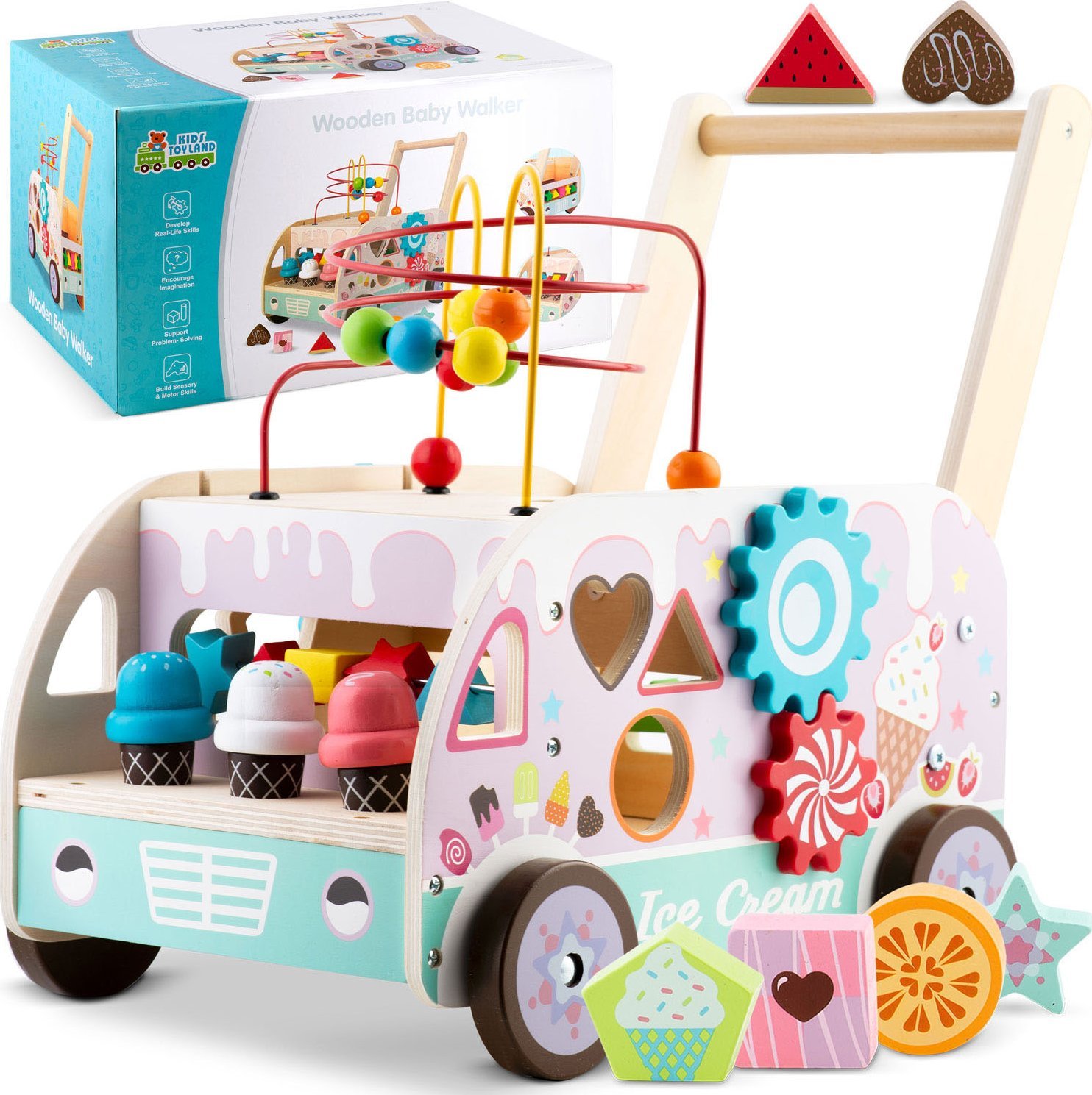 Ricokids Drewniany chodzik pchacz z lodami RK-873 Ricokids