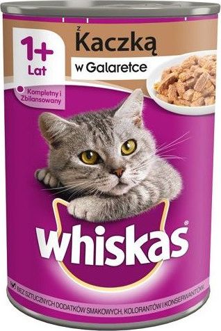 Whiskas WHISKAS Adult puszka 24x400g - mokra karma dla kotów z kaczką w galaretce
