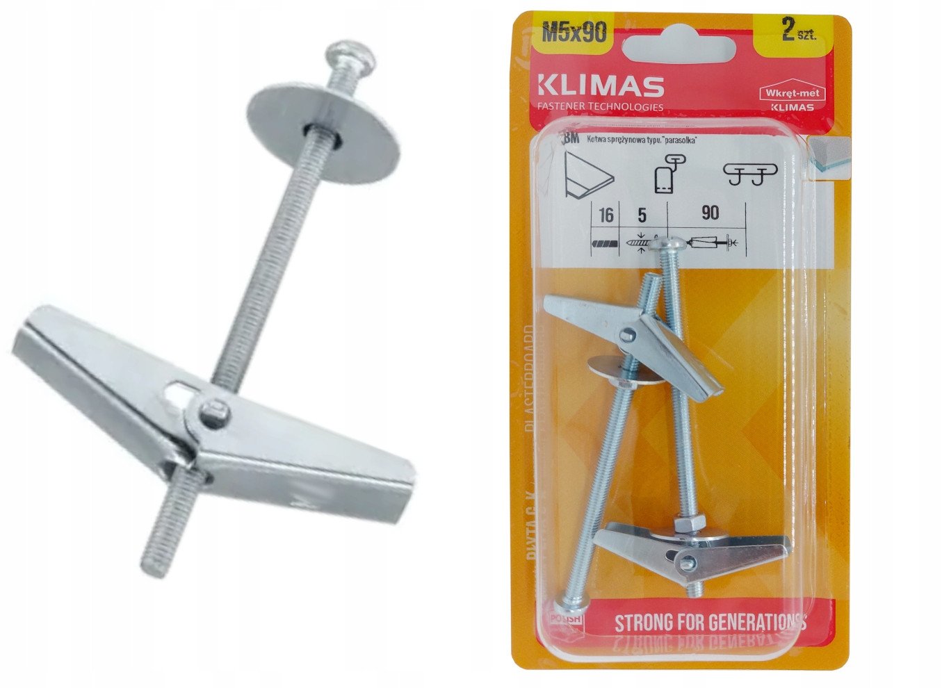 KOTWY SPRĘŻYNOWE BM-05090*P2 TYPU PARASOLKA WKRĘT-MET KLIMAS