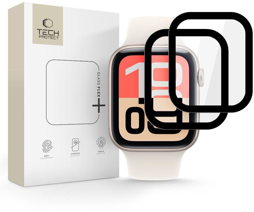 SZKŁO HYBRYDOWE TECH-PROTECT GLASS FLEX+ 2-PACK APPLE WATCH 4 / 5 / 6 / SE 1 / 2 / 3 (40MM) BLACK