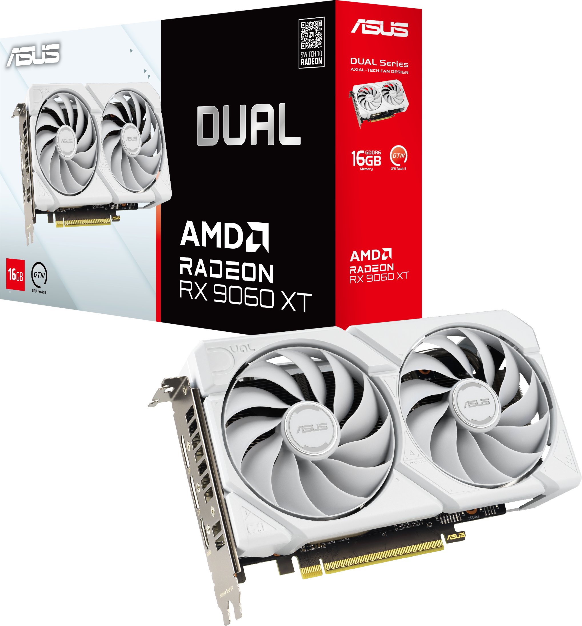 Karta graficzna Asus Dual Radeon RX 9060 XT White 16GB GDDR6 (DUAL-RX9060XT-16G-WHITE)