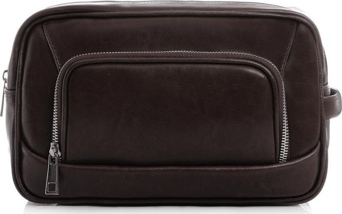 POLSKA SKÓRZANA KOSMETYCZKA SOLOME CIEMNY BRĄZ