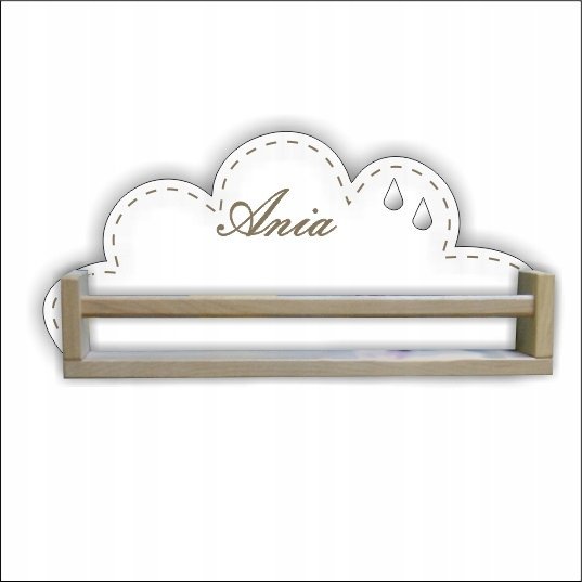 Półka drewniana CHMURKA z imieniem dziecka, biała
