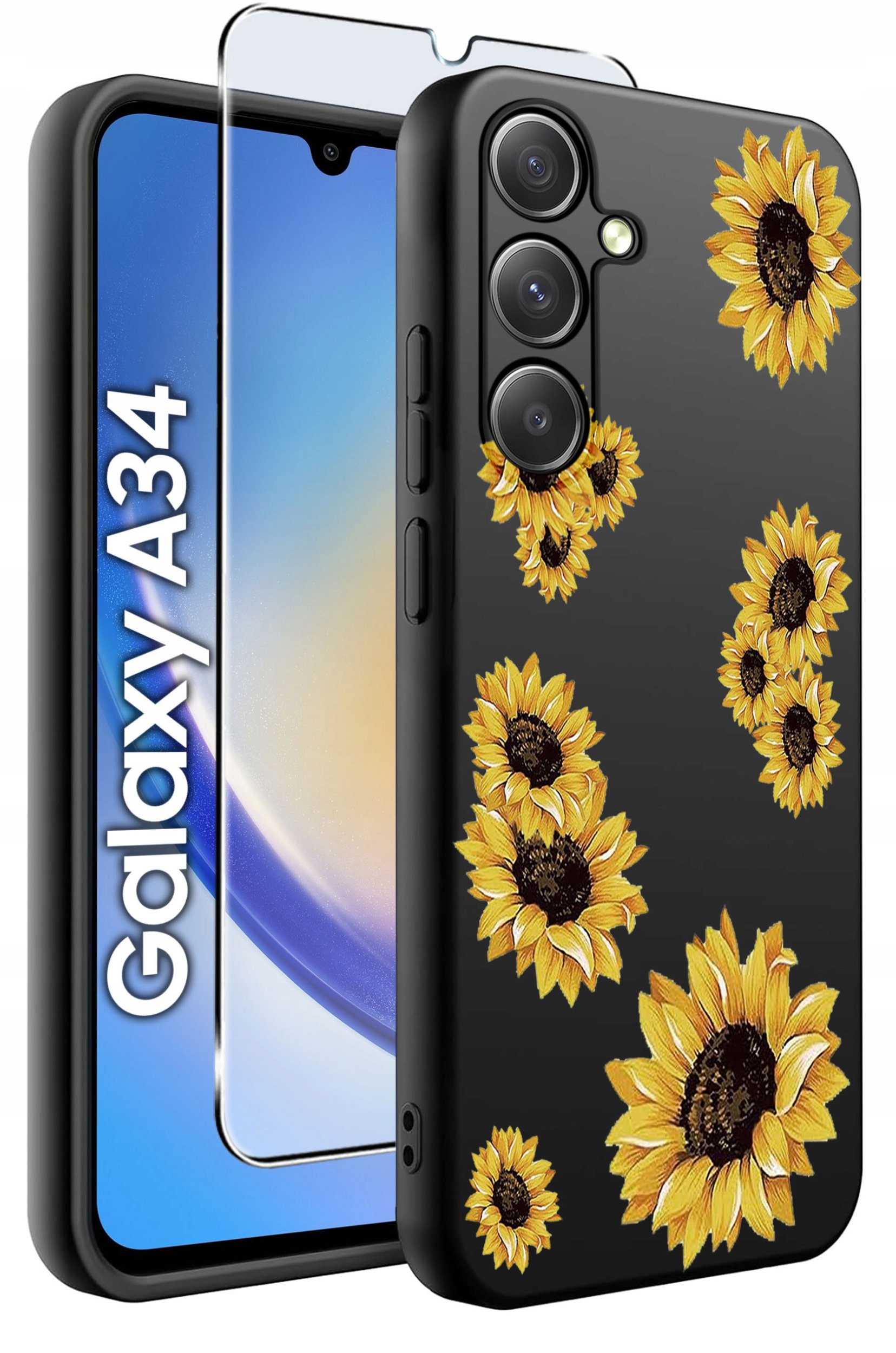 ETUI do Samsung A34 5G WZORY | SILIKONOWE MATT CASE + SZKŁO 9H