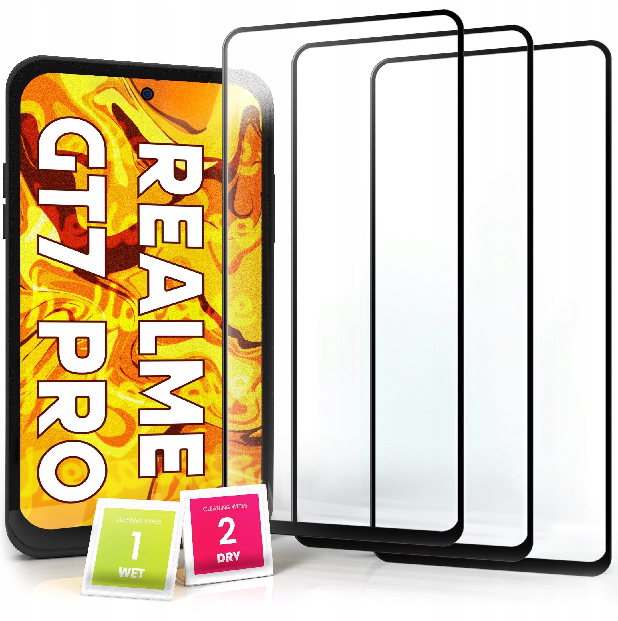 3-PAK Szkło Hartowane do Realme GT7 Pro (Pełne 5D, Curved, Zakrzywione, 9H)