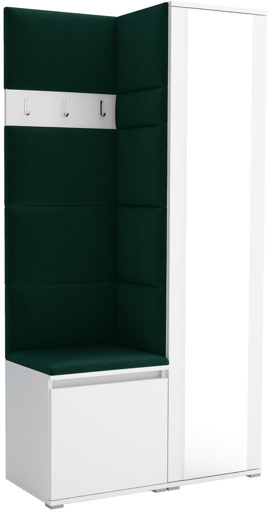 Tapicerowana garderoba Noris VI z lustrem - biały + tkanina Trinity 28