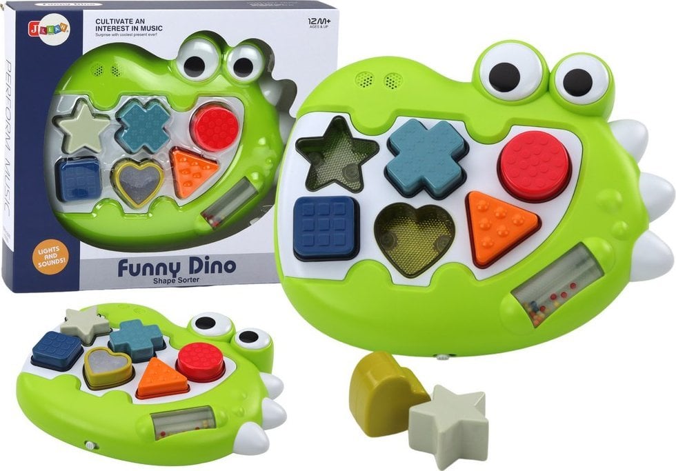 LeanToys Sorter Dinozaur Sensoryczny Grający Melodie Układanka Dla Najmłodszych